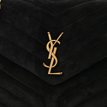 Saint Laurent Suede Y Quilted Monogram Medium Loulou Chain Satchel Black 7 of 9