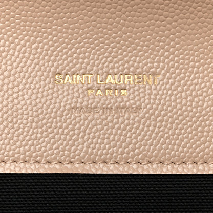 Saint Laurent Grain De Poudre Matelasse Chevron Monogram Envelope Clutch Dark Beige 6 of 8