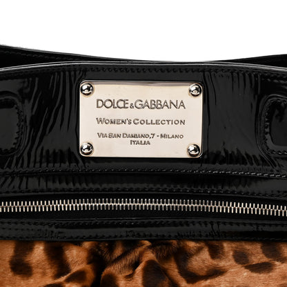 Dolce & Gabbana Calf Hair Leopard Print Patent Miss Silky Satchel Naturale 7 of 11