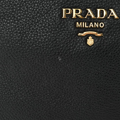 Prada Vitello Daino Zippered Shoulder Bag Black 12 of 13