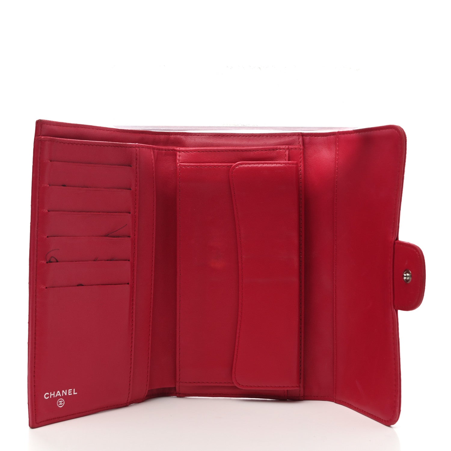 Chanel Lambskin Quilted Large Gusset Flap Wallet Fuchsia 5 of 13