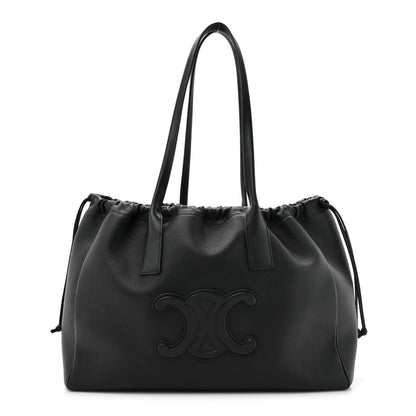 Celine Smooth Calfskin Cuir Triomphe Cabas Drawstring Black 1 of 13