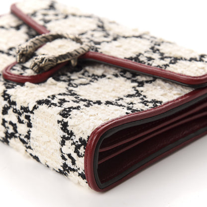 Gucci Tweed GG Monogram Mini Dionysus Chain Wallet White Black Romantic Cherry 7 of 10