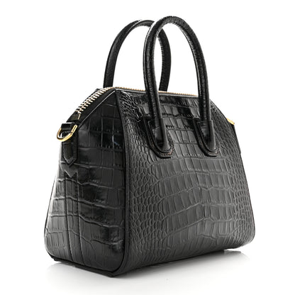 Givenchy Calfskin Crocodile Embossed Mini Antigona Black 2 of 9