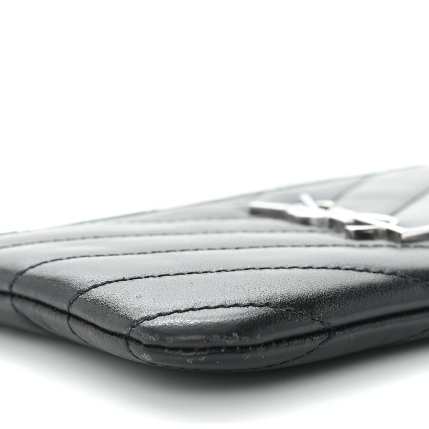 Calfskin Matelasse Monogram Key Pouch Black