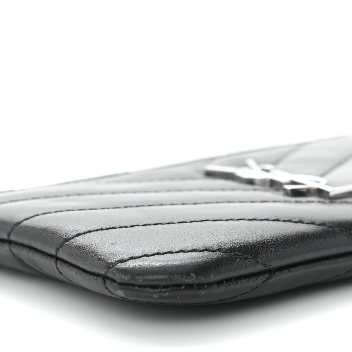 Saint Laurent Calfskin Matelasse Monogram Key Pouch Black 9 of 9