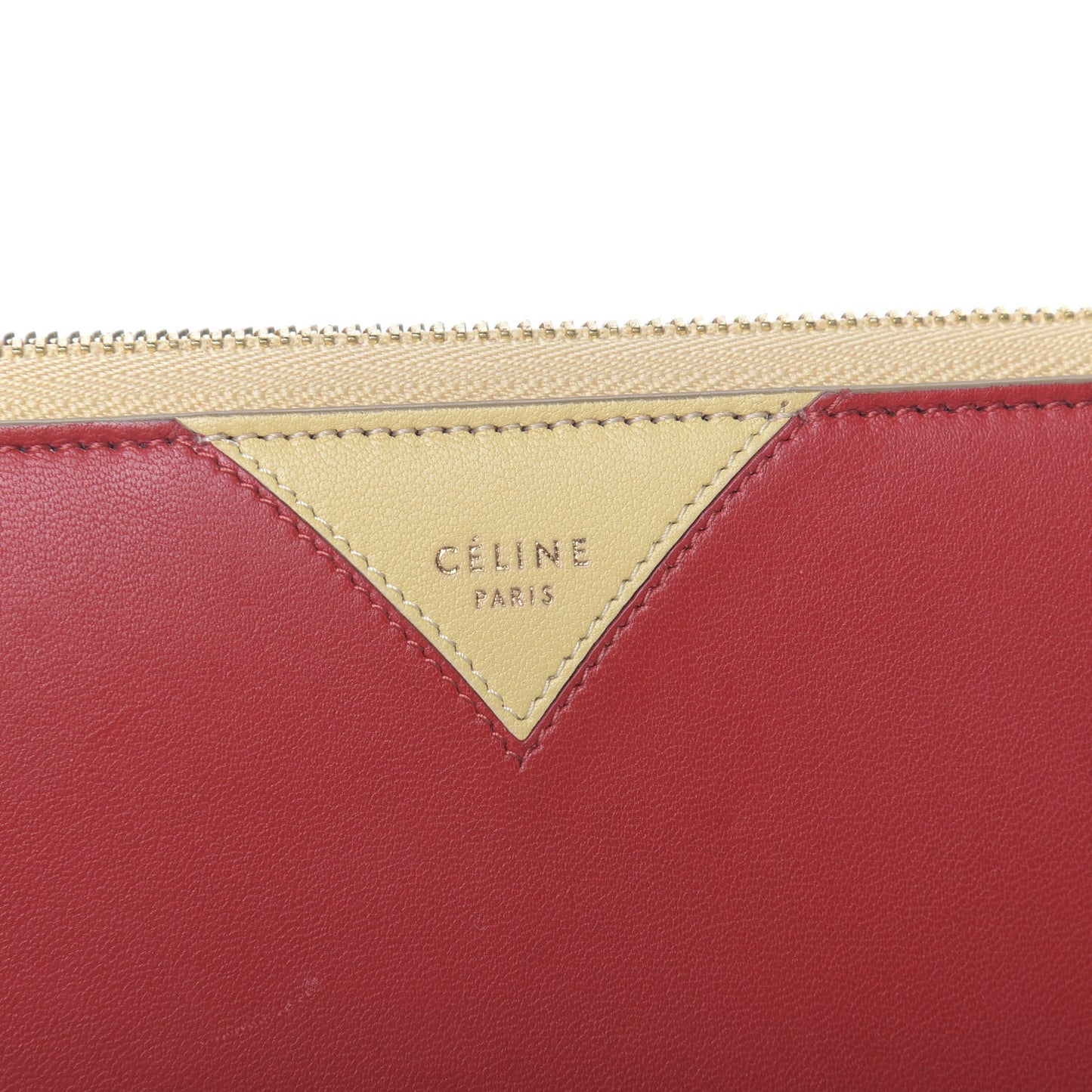 Goatskin Bi-Color Large Zip Around Multifunction Coeur Wallet Nude Red