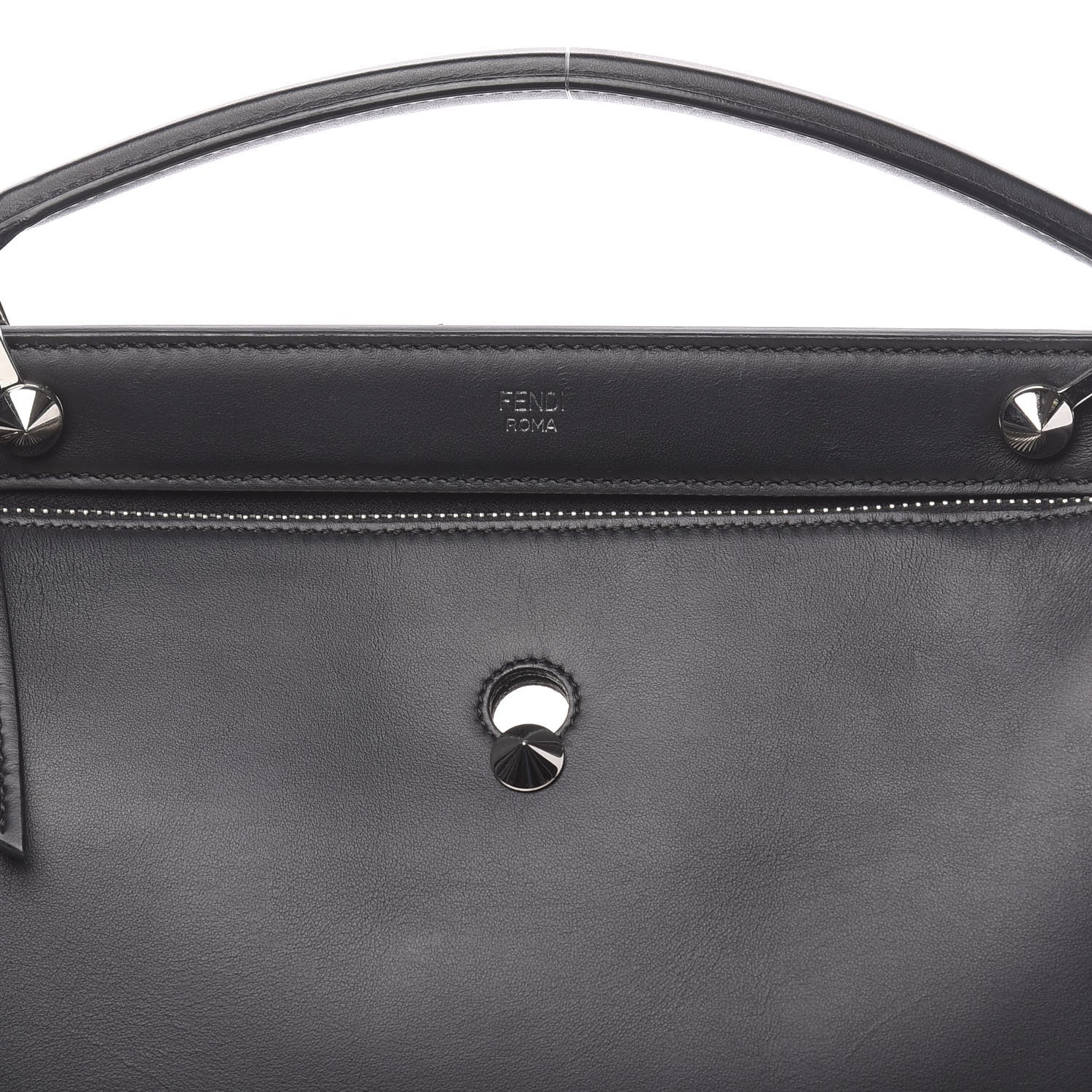 Fendi Vitello Baltico Dolce DotCom Satchel Black 8 of 10