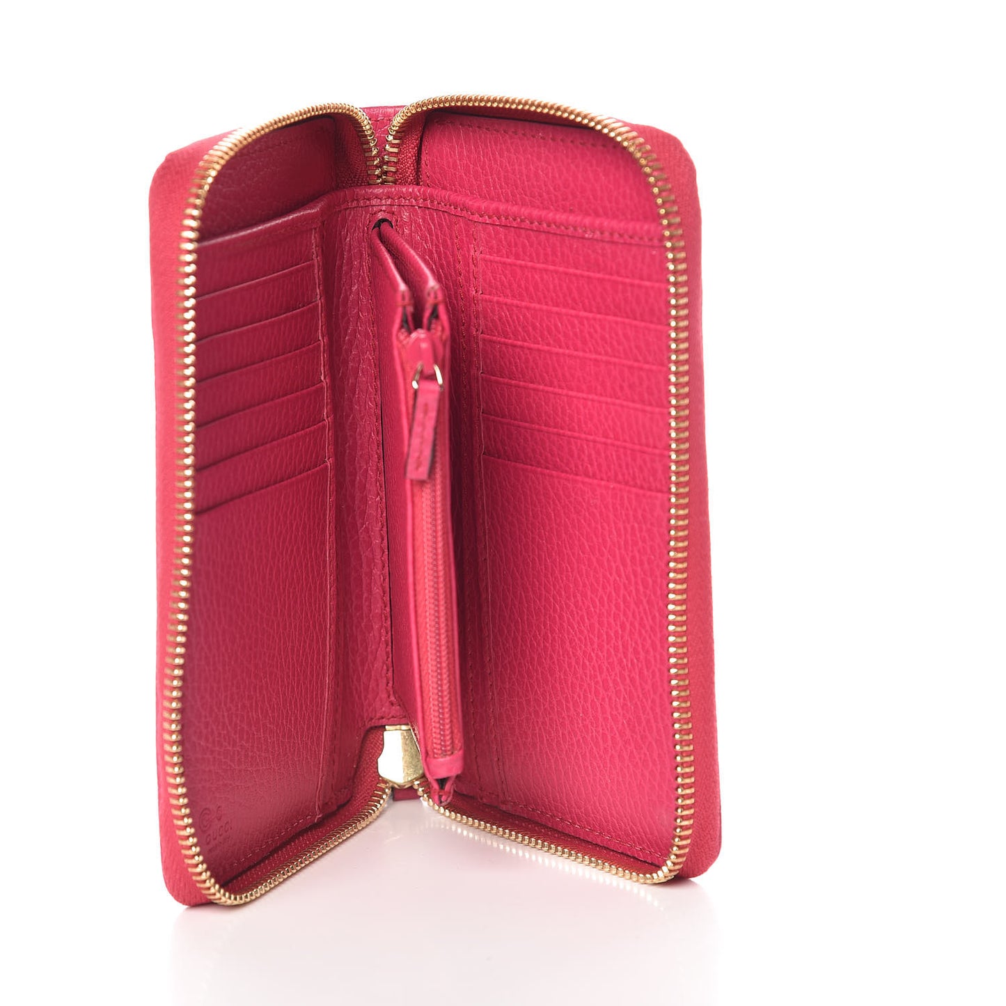 Pebbled Calfskin Zip Around Wallet Pink