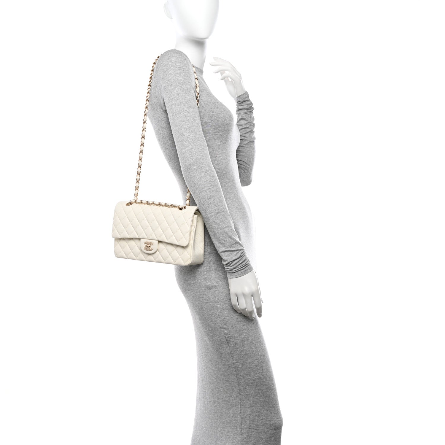 Chanel Caviar Quilted Medium Double Flap White 2 of 12