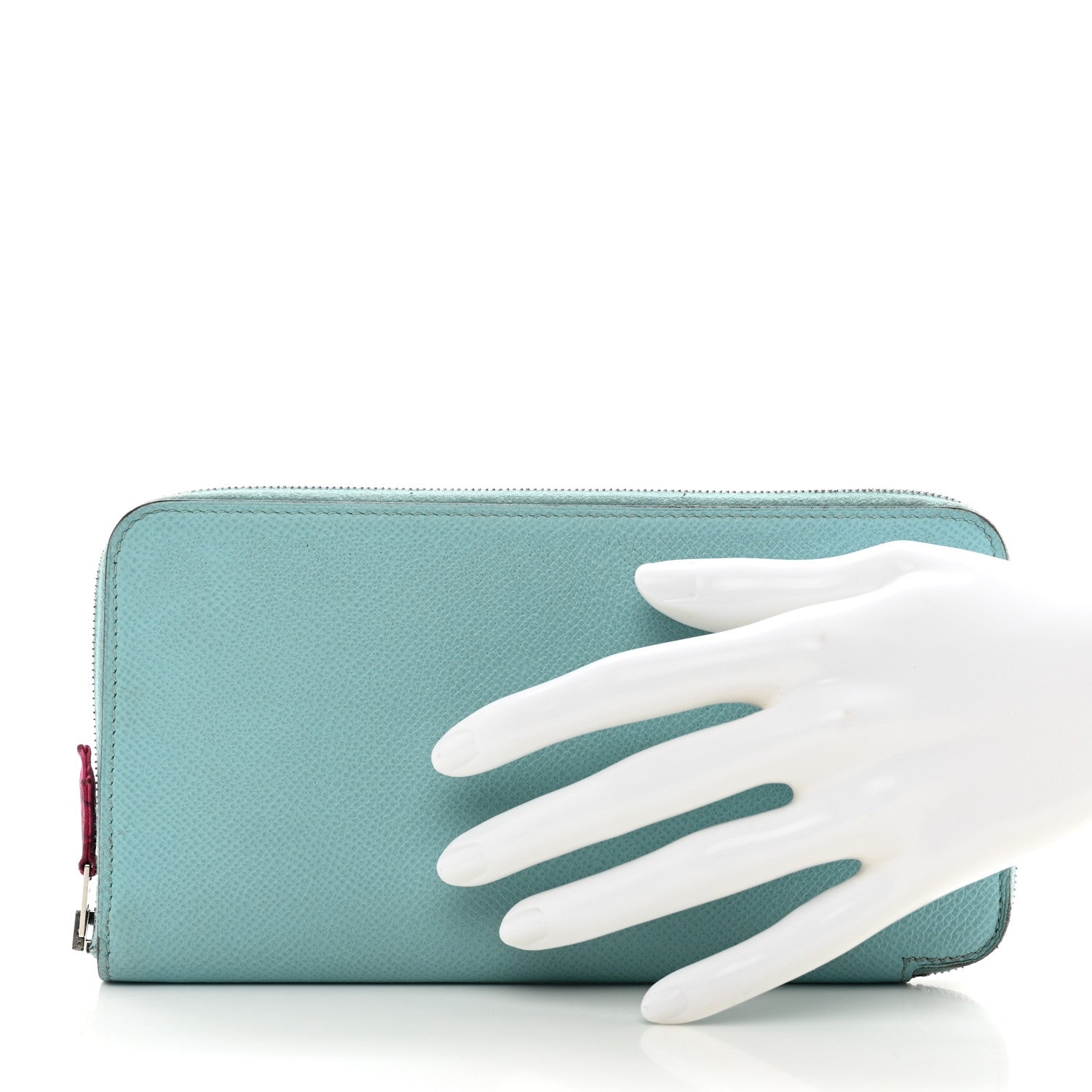 Hermes Epsom Silk'In Wallet Bleu Atoll Rose Tyrien 2 of 10