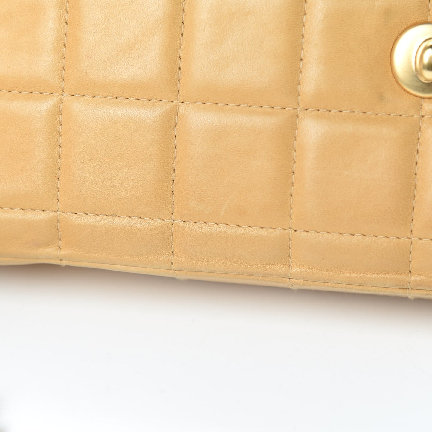 Lambskin East West Chocolate Bar Flap Beige