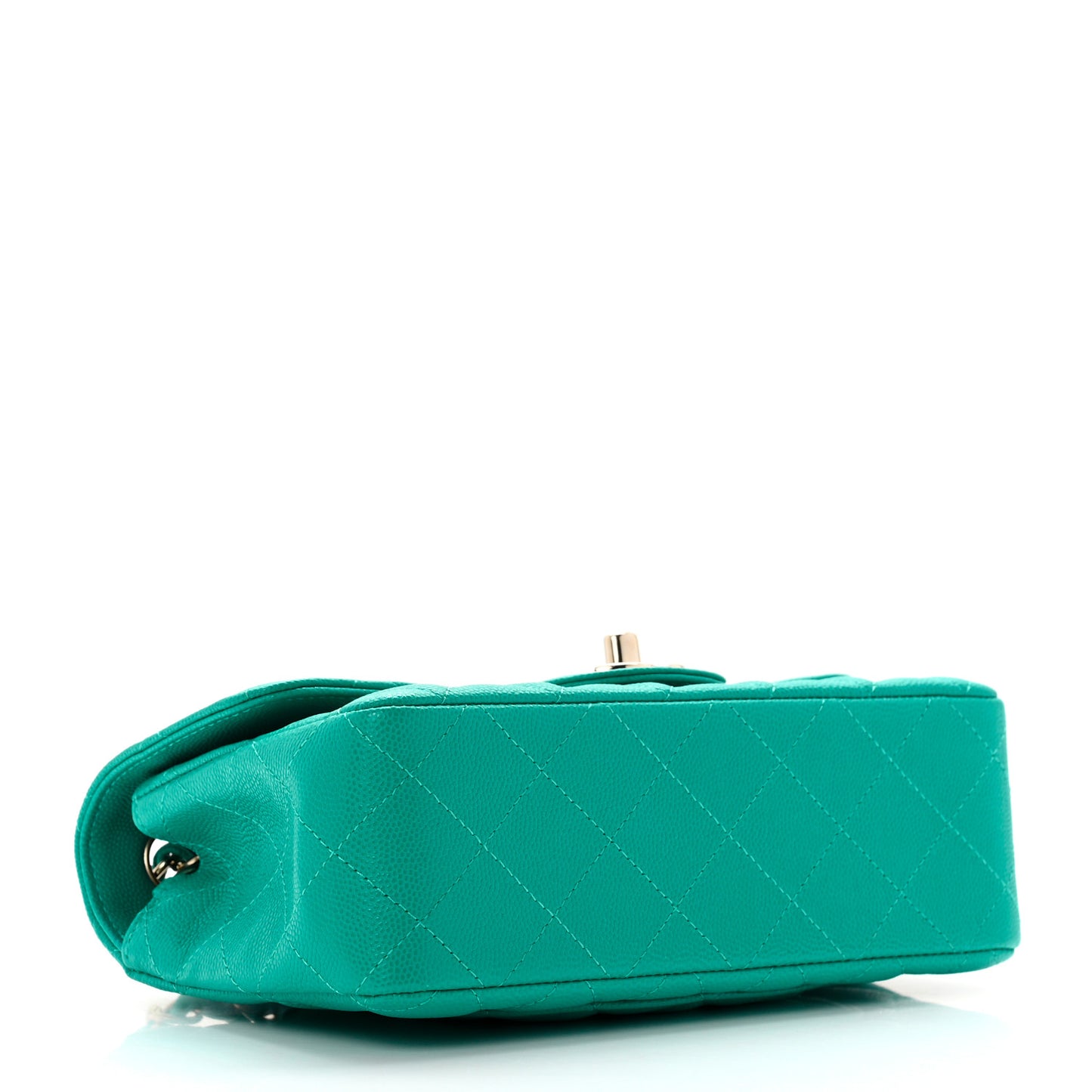 Caviar Quilted Mini Rectangular Flap Turquoise