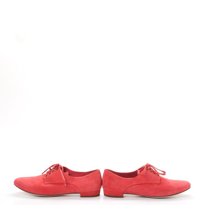 Miu Miu Suede Lace Up Oxford Flats 37 Coral 6 of 11