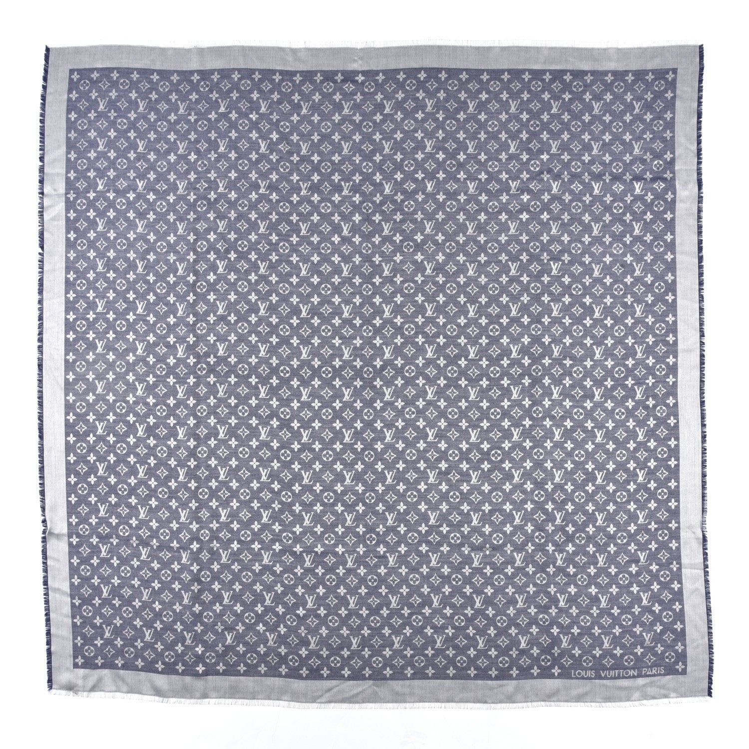Louis Vuitton Silk Wool Monogram Denim Shawl Blue 1 of 5