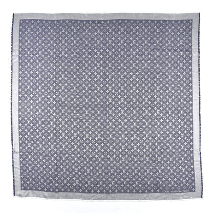 Louis Vuitton Silk Wool Monogram Denim Shawl Blue 1 of 5