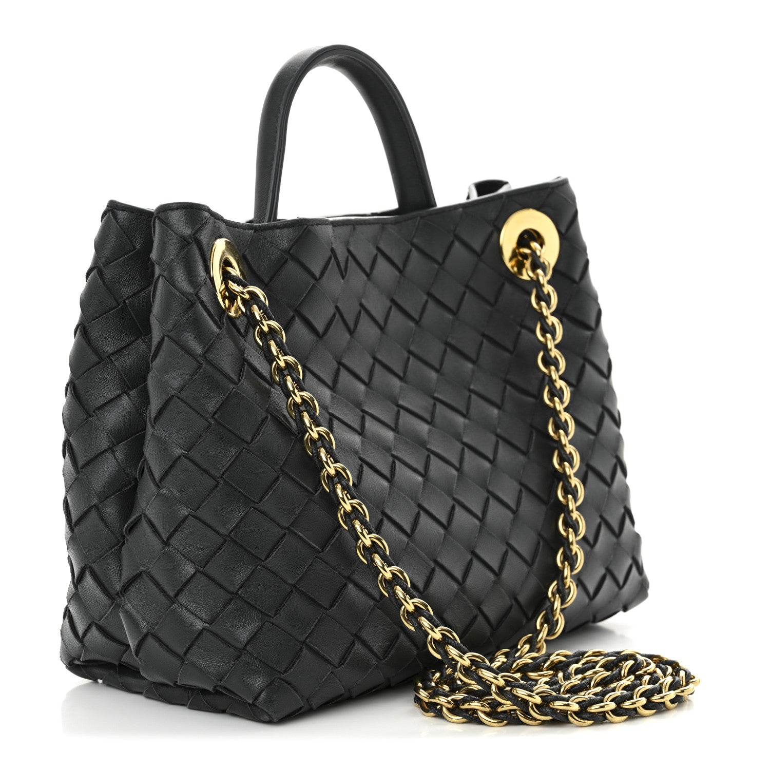Bottega Veneta Nappa Intrecciato Small Andiamo With Chain Shoulder Bag Black 3 of 10