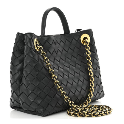 Bottega Veneta Nappa Intrecciato Small Andiamo With Chain Shoulder Bag Black 3 of 10