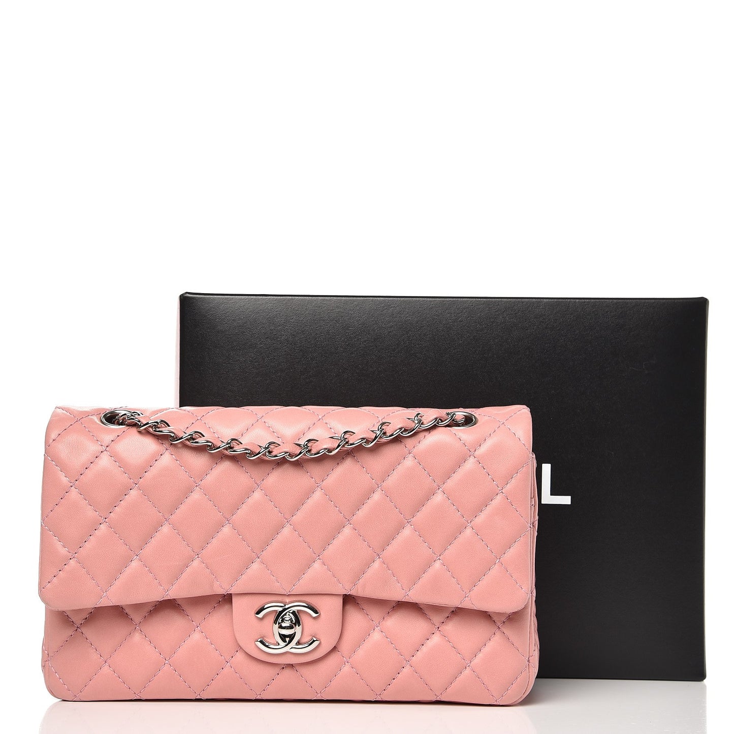 Lambskin Quilted Medium Double Flap Pink