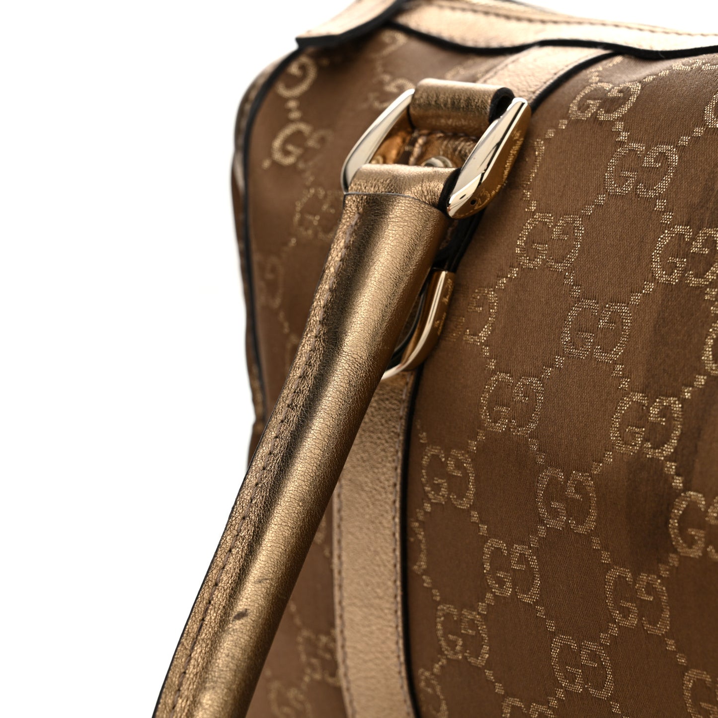 Satin Monogram Small Abbey Boston Metallic Bronze
