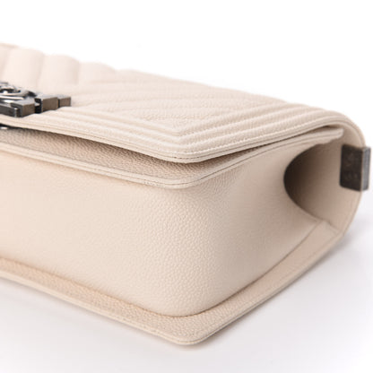 Chanel Caviar Chevron Quilted Medium Boy Flap Light Beige 9 of 10