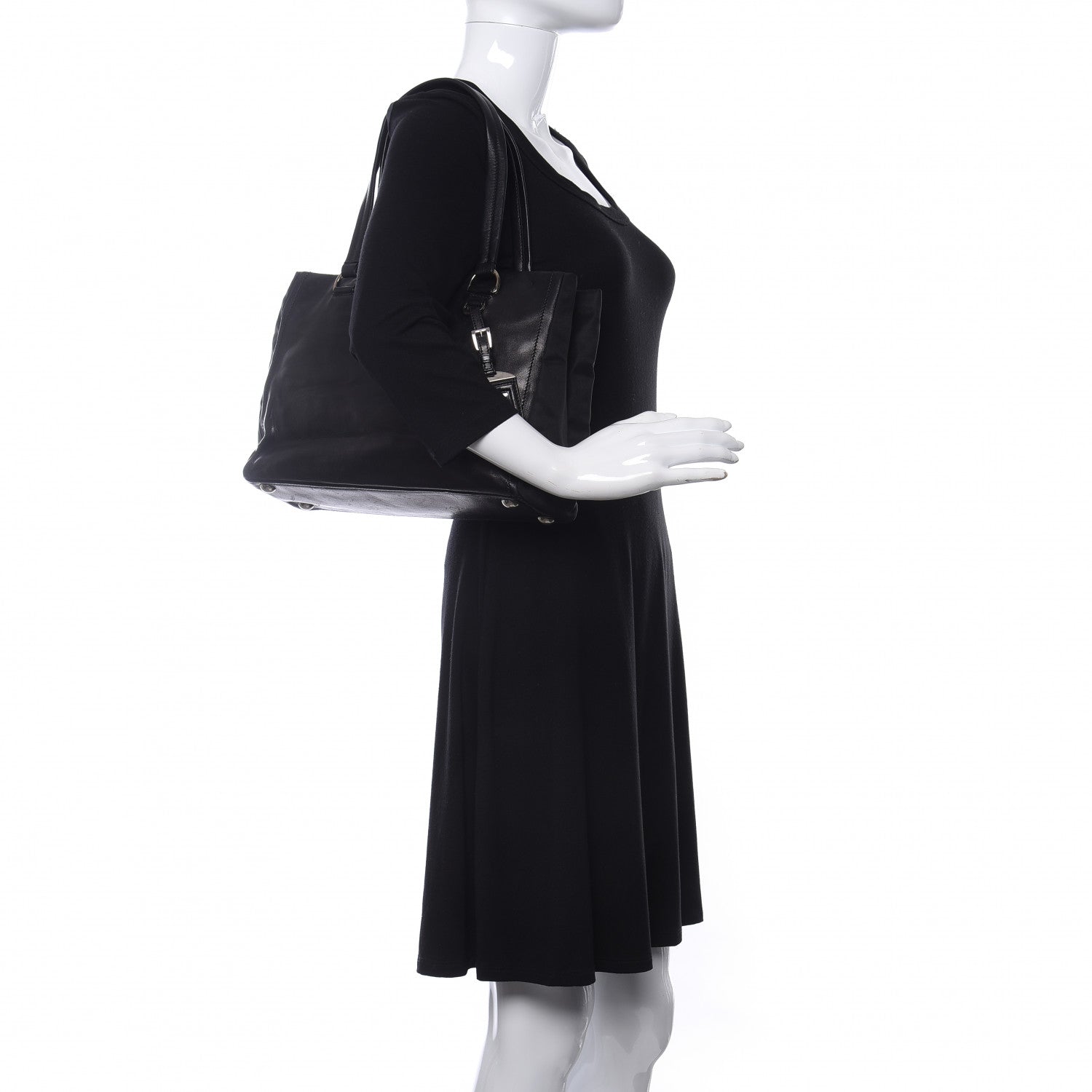 Prada Soft Calf Shopping Tote Black 2 of 9