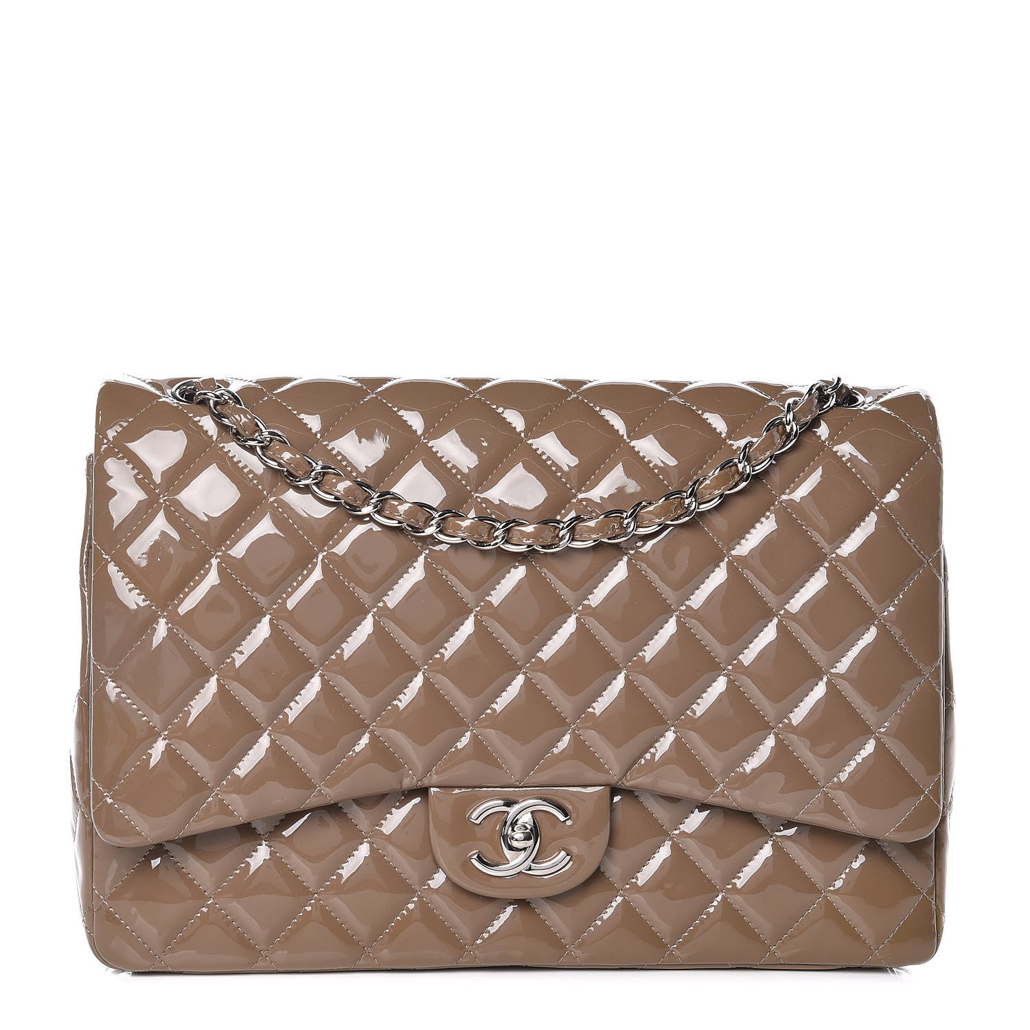 Chanel Patent Calfskin Quilted Maxi Double Flap Grey 1 of 12