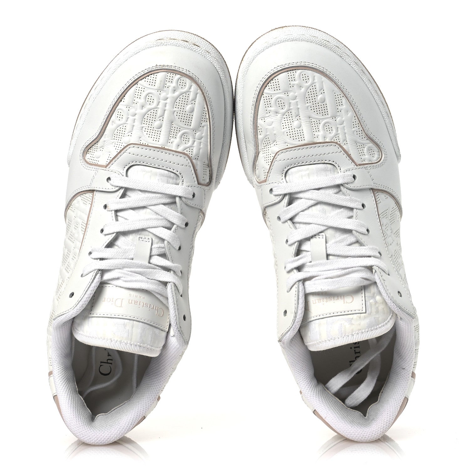Christian Dior Calfskin Oblique Laser Perforated Dior One Low Sneakers 39 White Nude 2 of 14