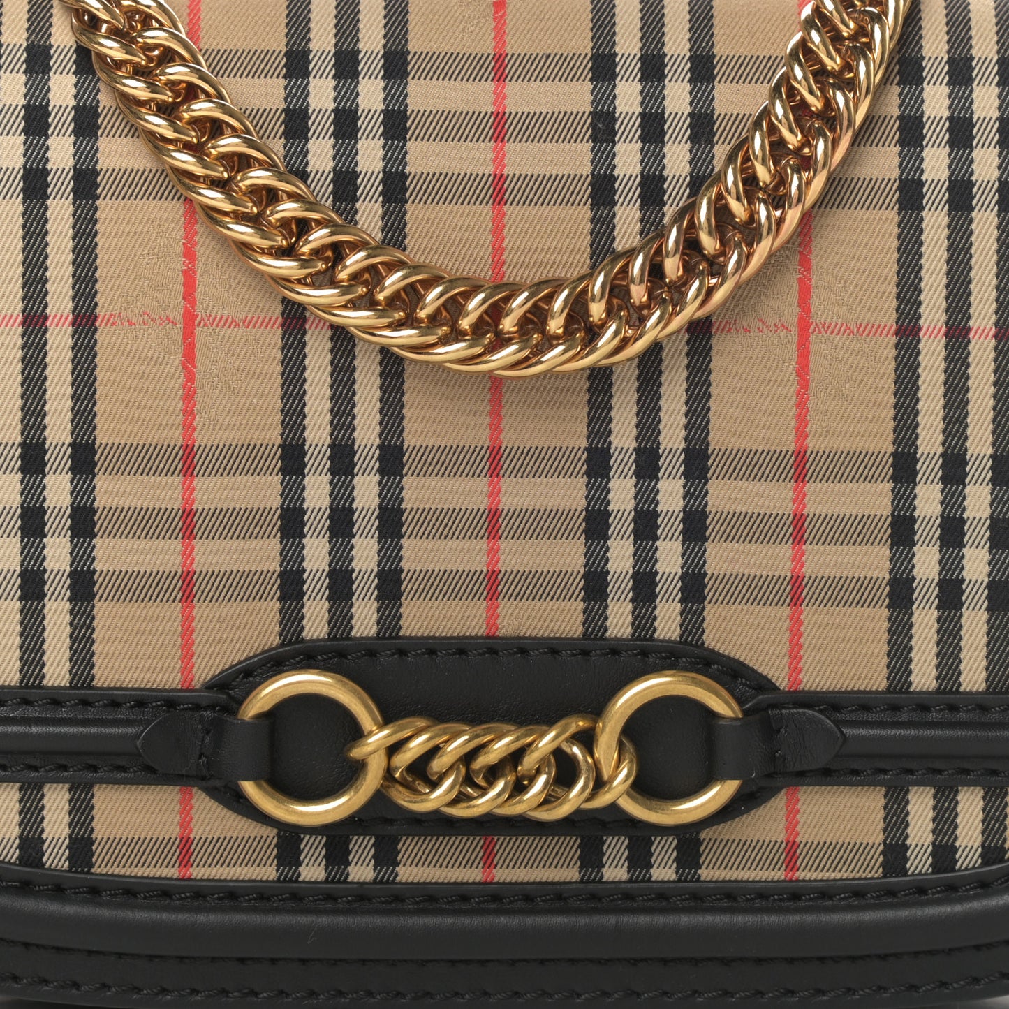 Smooth Calfskin 1983 Knight Check Link Shoulder Bag Black