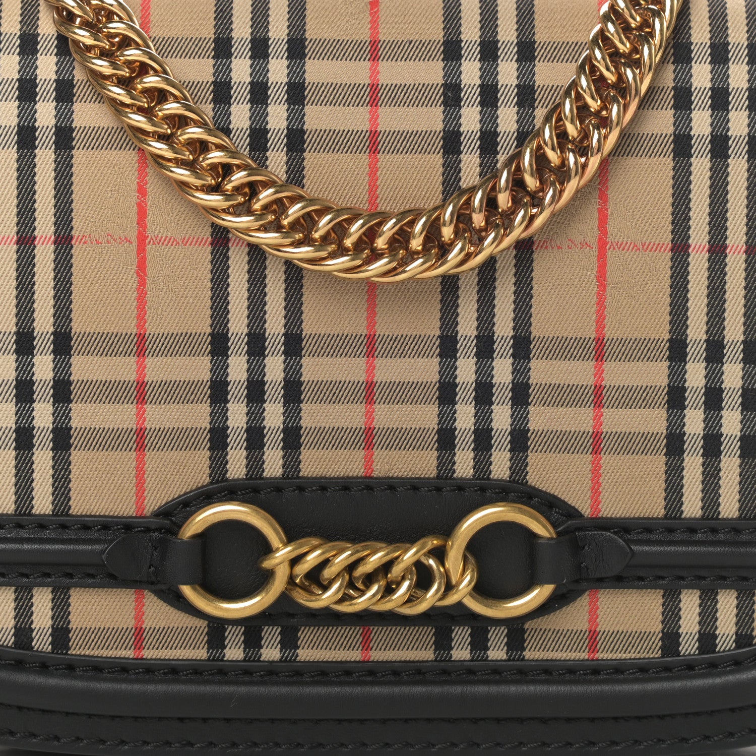 Burberry Smooth Calfskin 1983 Knight Check Link Shoulder Bag Black 8 of 12