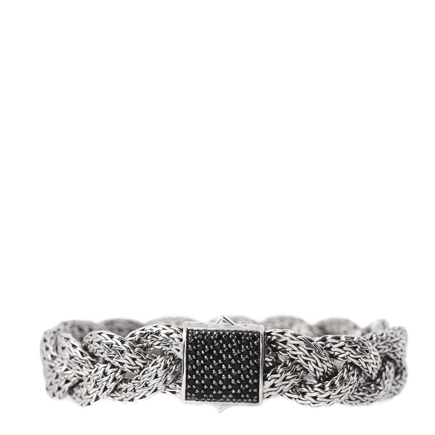 John Hardy Sterling Silver Black Sapphire 15mm Braided Classic Chain Bracelet 1 of 5