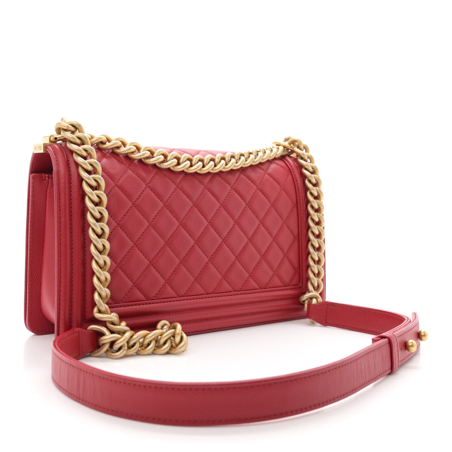 Caviar Quilted Medium Boy Flap Dark Red