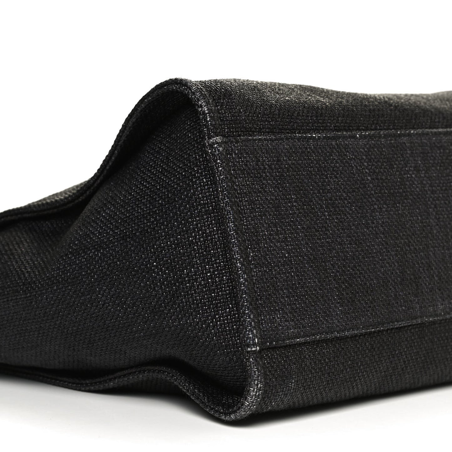 Woven Straw Raffia Medium Deauville Tote Black