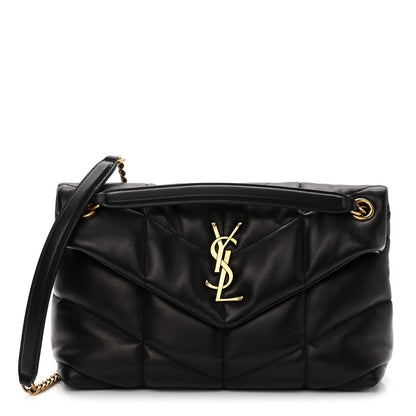 Saint Laurent Lambskin Quilted Small Loulou Puffer Monogram Chain Satchel Black 1 of 11