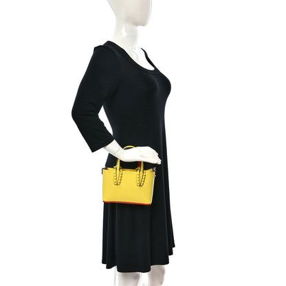 Christian Louboutin Patent Calfskin Spikes Mini East West Cabata Tote Yellow 2 of 9