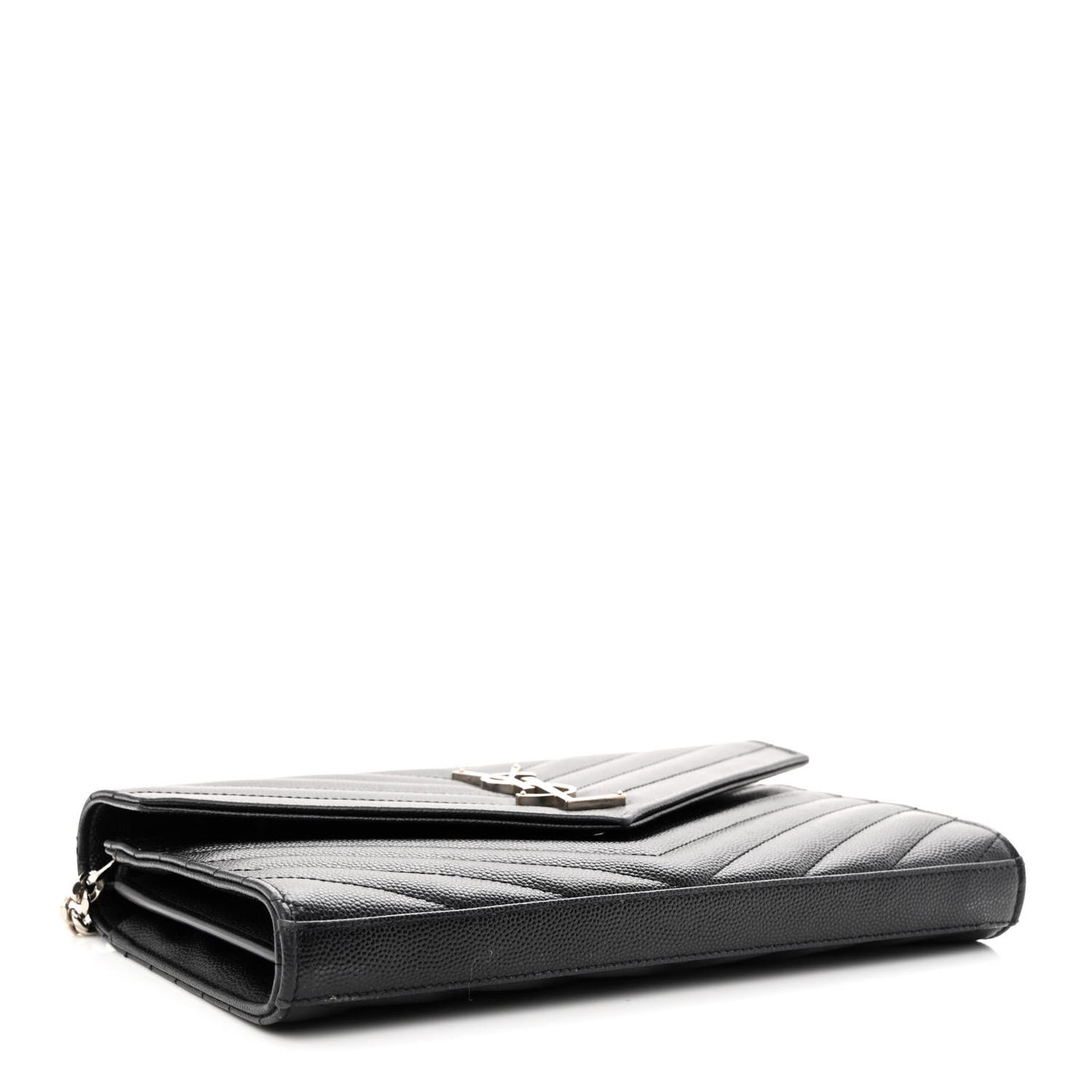 Grain De Poudre Matelasse Chevron Monogram Chain Wallet Black