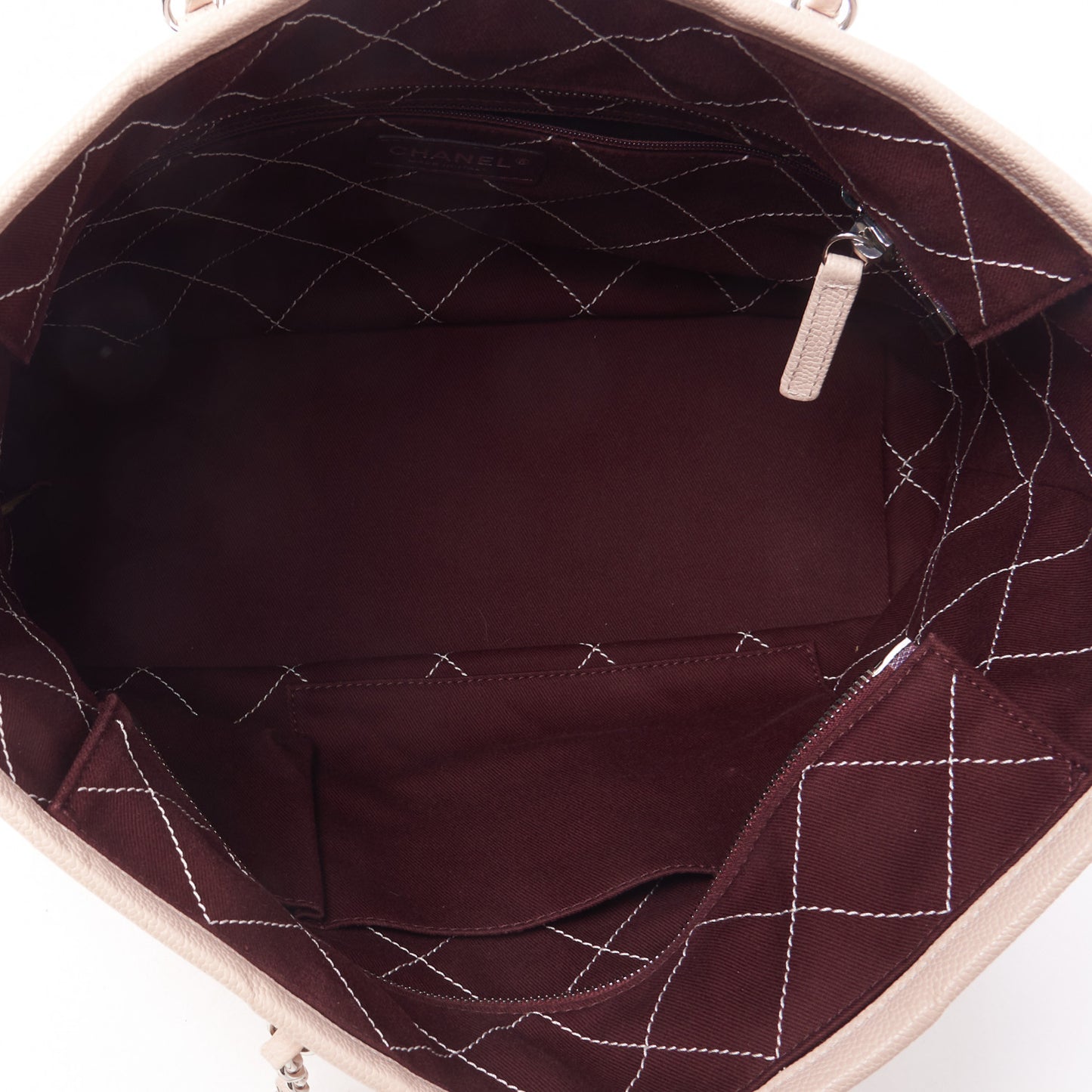 Grained Calfskin Quilted Small Daily Shopping Tote Light Pink