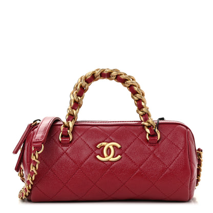 Chanel Shiny Lambskin Quilted Small Fashion Therapy Bowling Bag Red 1 of 8