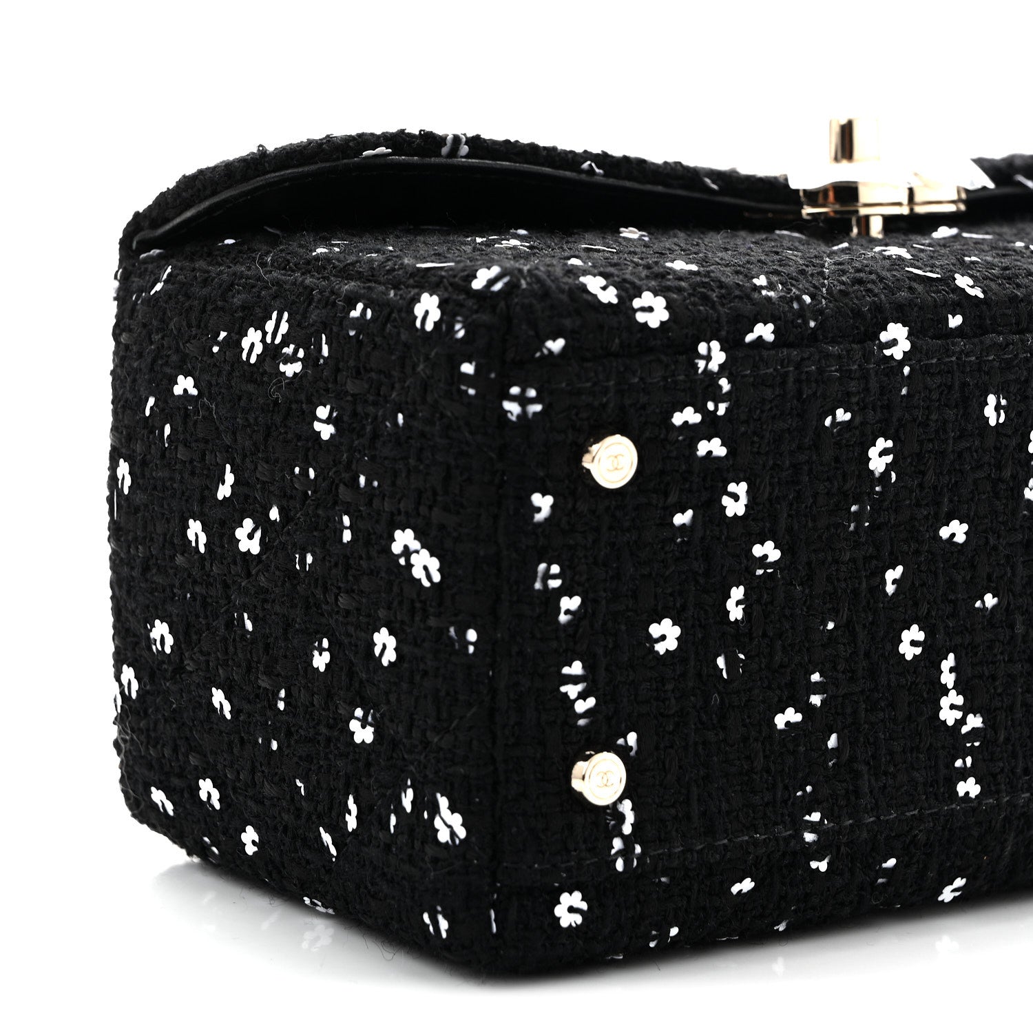 Chanel Tweed Sequin Quilted Top Handle Box Bag Black 9 of 10