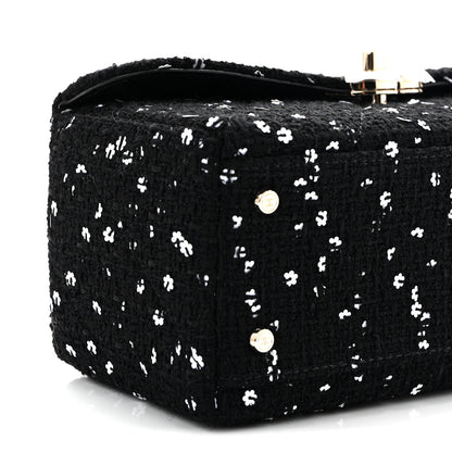 Chanel Tweed Sequin Quilted Top Handle Box Bag Black 9 of 10
