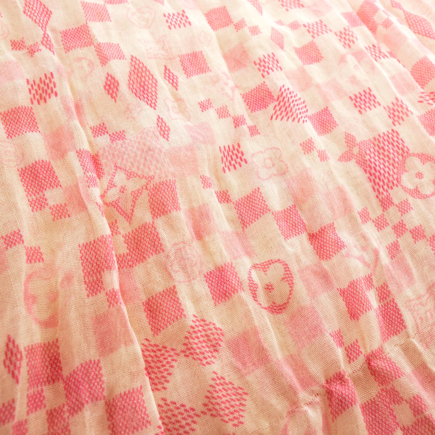 Louis Vuitton Cashmere Silk Damier Alize Stole Pink 4 of 5