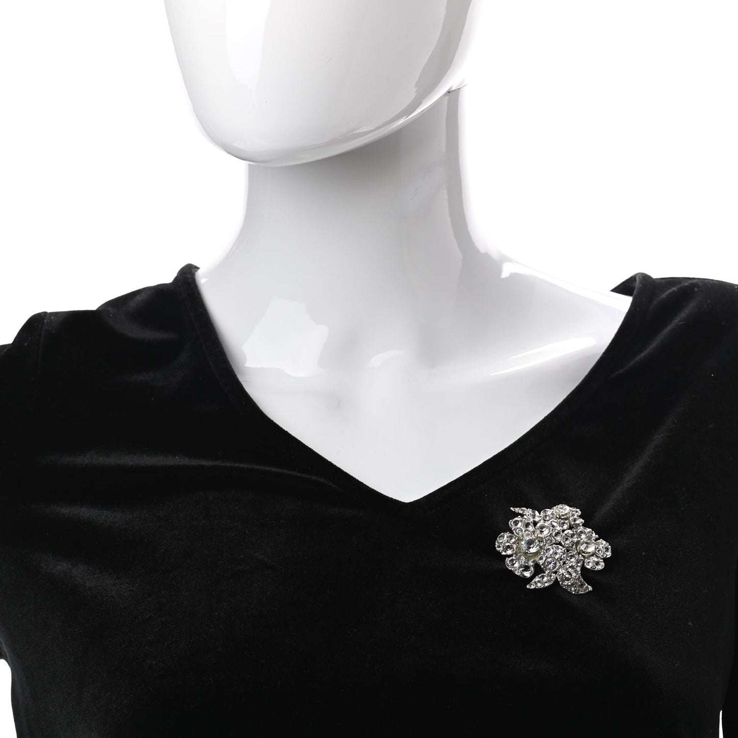 Crystal Camellia Brooch Silver