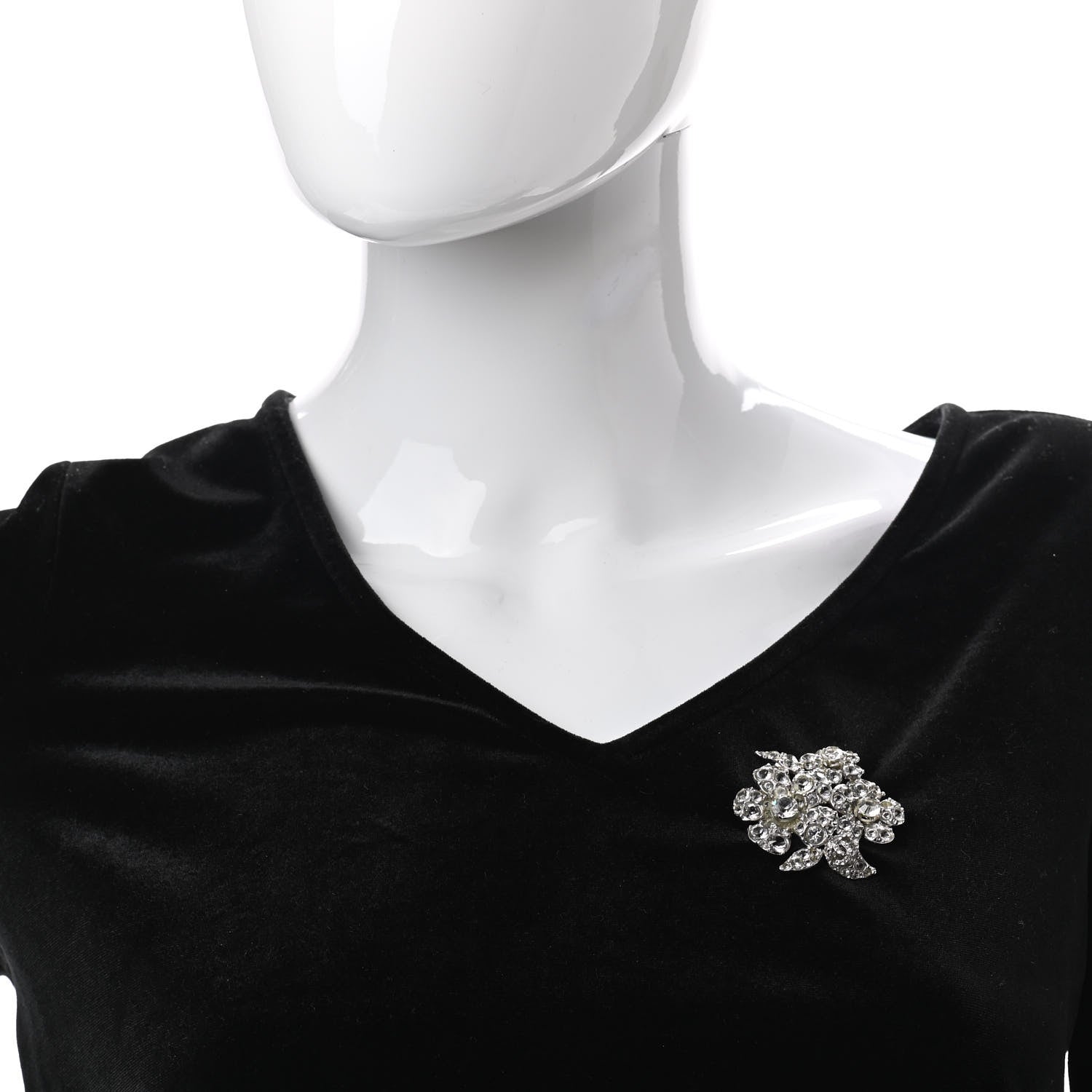 Chanel Crystal Camellia Brooch Silver 2 of 4