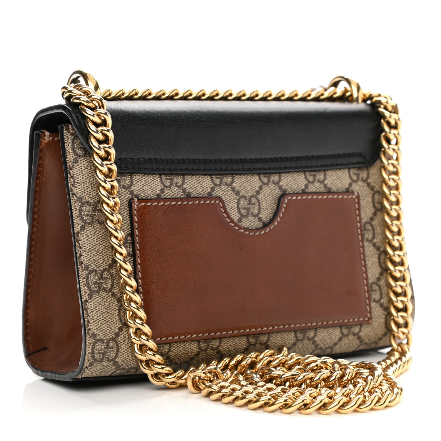 Gucci GG Supreme Monogram Calfskin Small Padlock Shoulder Bag Beige Black Cuir 3 of 14