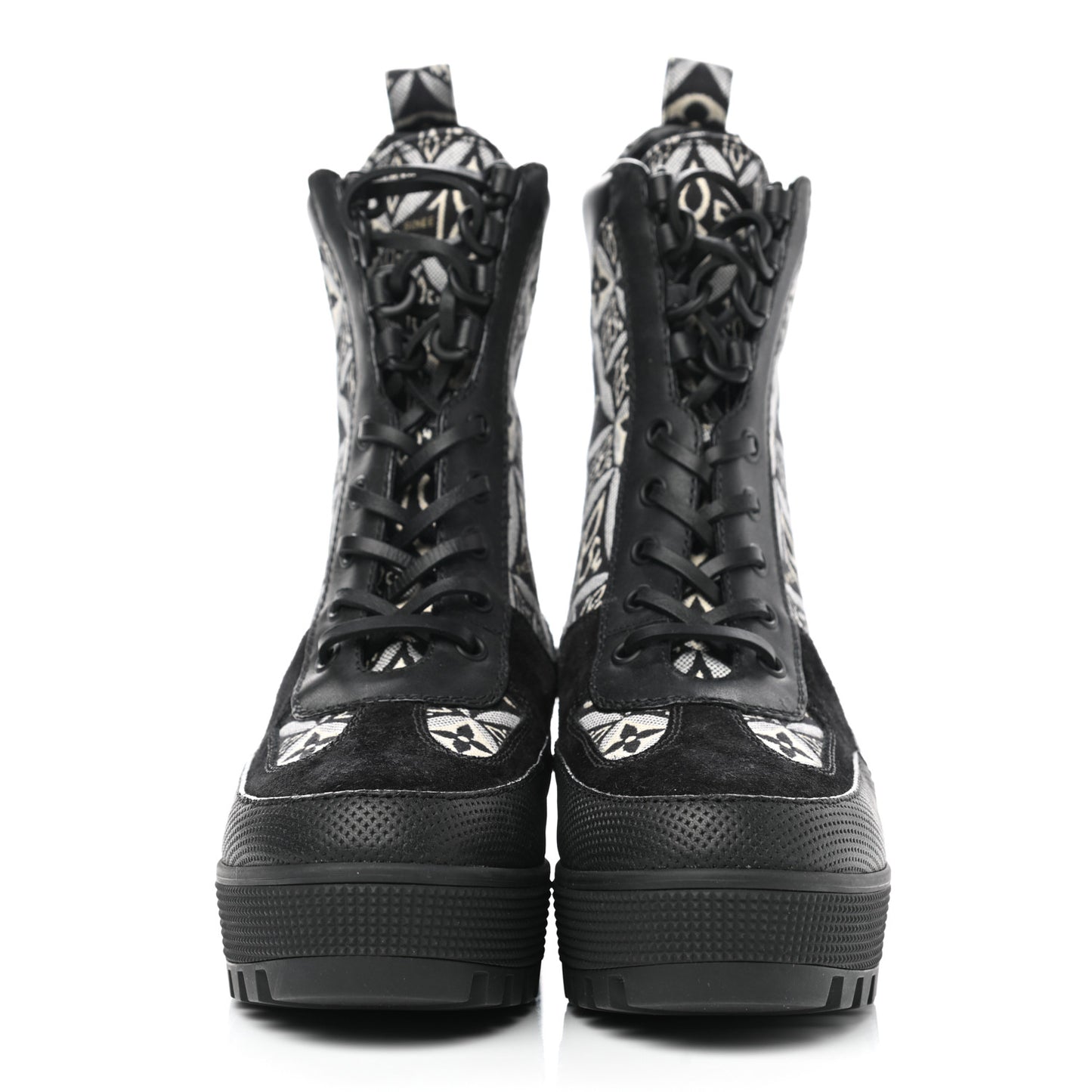 Suede Calfskin Jacquard Since 1854 Laureate Platform Desert Boots 37 Black
