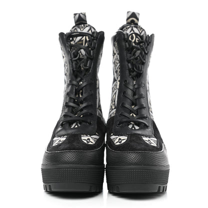 Louis Vuitton Suede Calfskin Jacquard Since 1854 Laureate Platform Desert Boots 37 Black 2 of 8