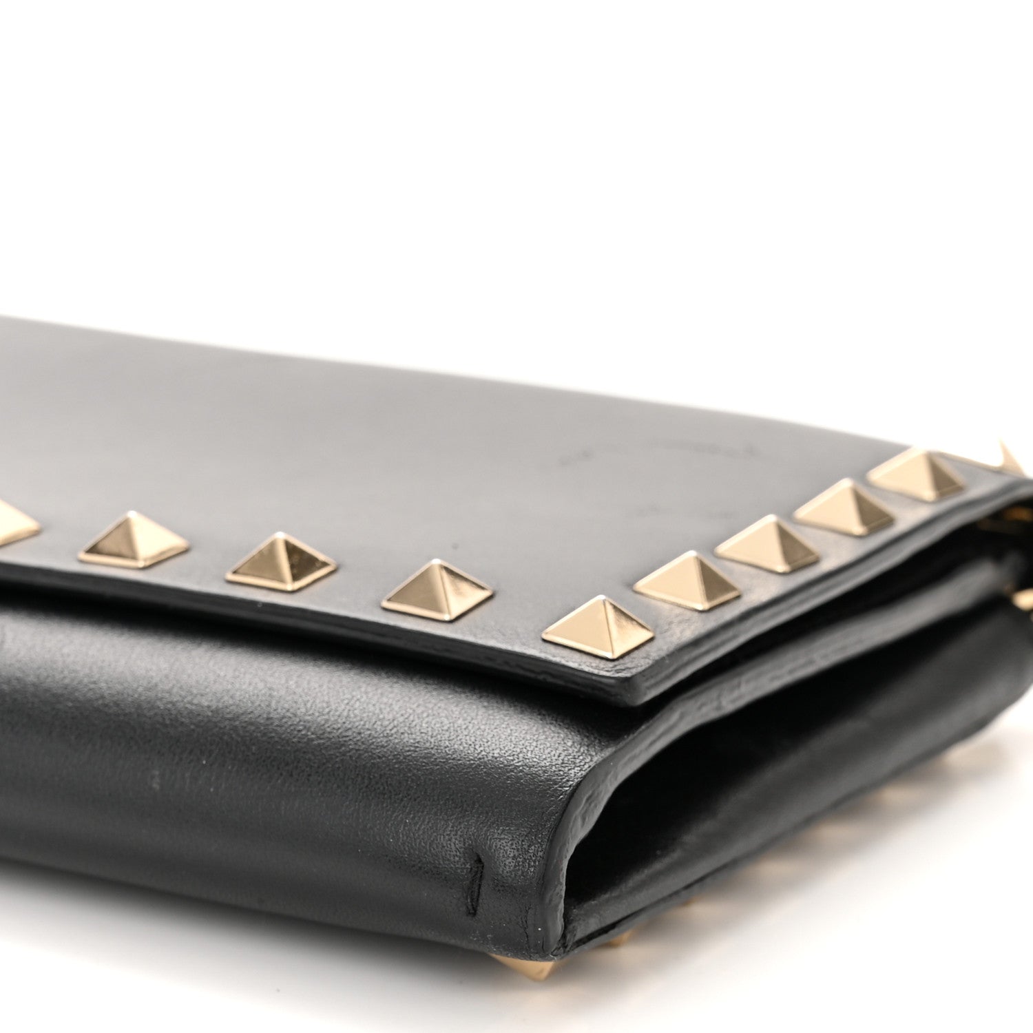 Valentino Garavani Vitello Rockstud Flap Wallet On Chain Black 11 of 15