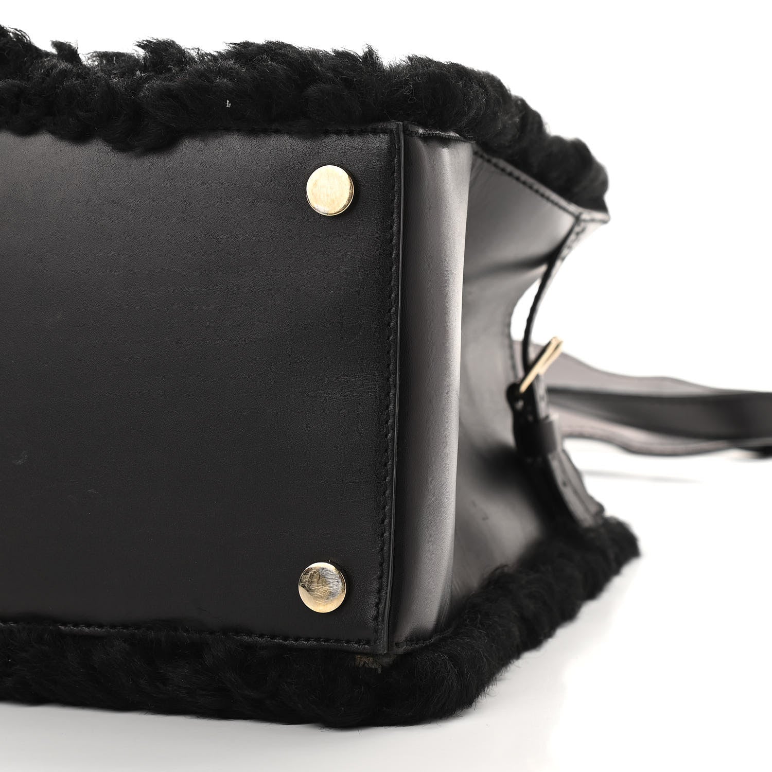 Balenciaga Shearling Calfskin Padlock Nude Work XS Bag Black 9 of 14