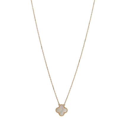 Van Cleef & Arpels 18K Yellow Gold Mother of Pearl Vintage Alhambra Pendant Necklace 1 of 4