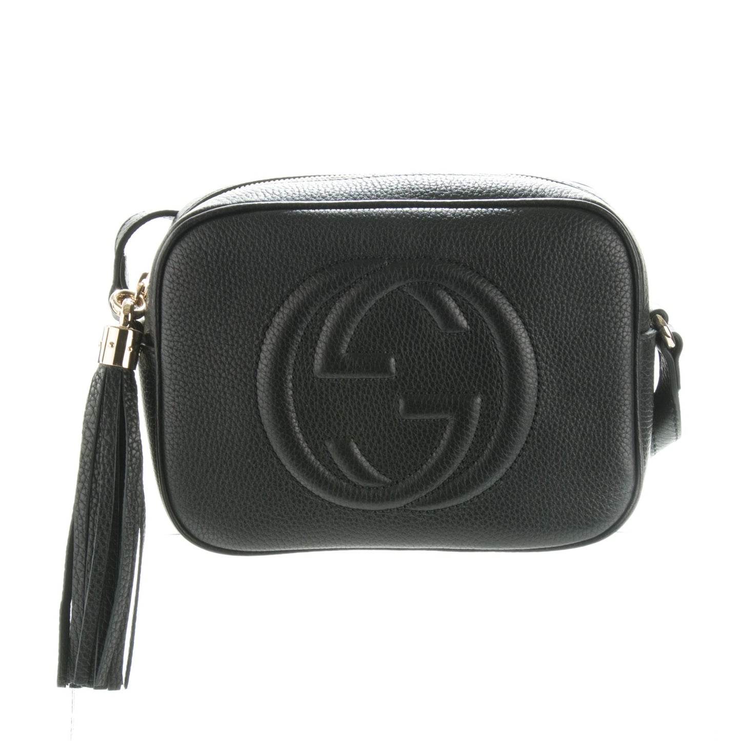 Pebbled Calfskin Small Soho Disco Bag Black